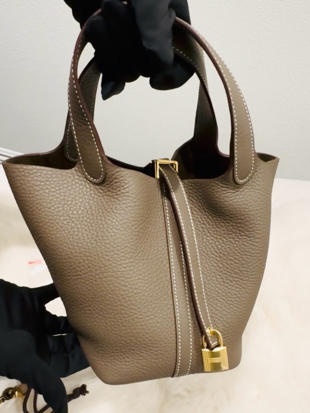Authentic Brand New Hermes Picotin 18 Etoupe with Gold Hardware